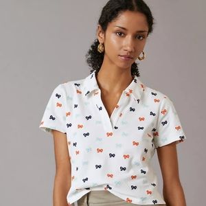 Anthro Maeve Embroidered Polo Shirt